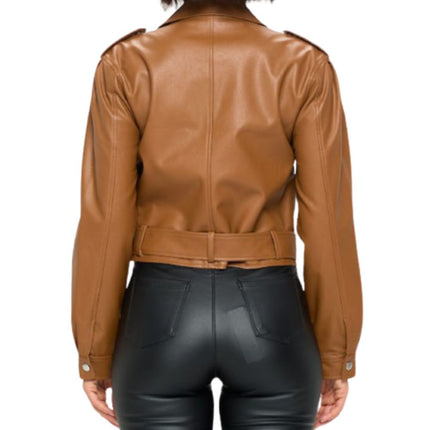 Leather jacket with zippers