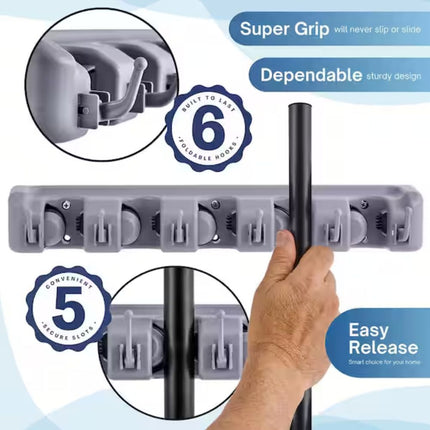 Wall Mounted Broom and Mop Organizer