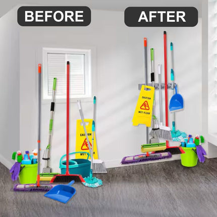 Wall Mounted Broom and Mop Organizer