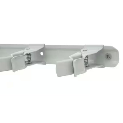 Adjustable storage bar with white steel spring clip